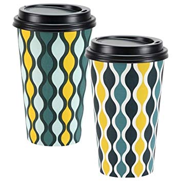 Nicole Home Collection Party Dimensions Nicole 16-Count Hot/Cold Cup with Lid, Geometric, 16-Ounce, Multicolor