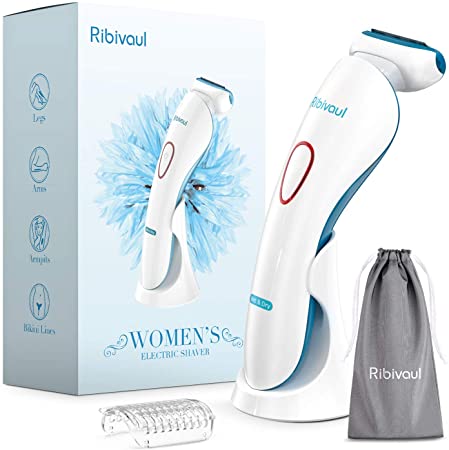 Women Electric Razors, Ribivaul Cordless Shaver with 3-in-1 Shaving Blade and 3D Floating foil, Rechargeable Bikini Trimmer with 3 Charging Mode and LED Light, Wet and Dry Use Razor for Arms, Legs