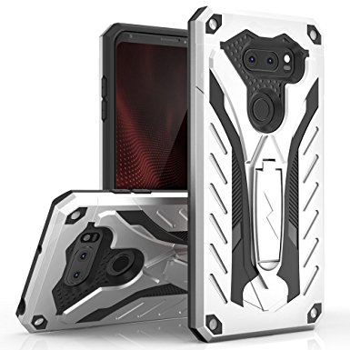 LG V30 Case - Zizo [Static Series] Shockproof [Military Grade Drop Tested] w/ Kickstand [LG V30 Heavy Duty Case] Impact Resistant Silver/Black