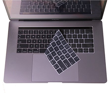 CaseBuy Keyboard Protector Cover Skin for New MacBook Pro 13" A1706 & MacBook Pro 15" A1707 with Multi-TouchBar(2016 Oct. Release) - Hollow keys allow backlit keyboard to see through(Hollow Black)