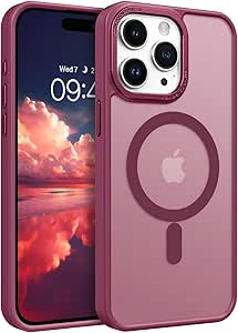 BENTOBEN for iPhone 15 Pro Max Phone Case,iPhone 15 Pro Max Magnetic Case [Compatible with MagSafe] Translucent Matte Shockproof Women Men Protective Case Cover for iPhone 15 Pro Max 6.7",Wine Red