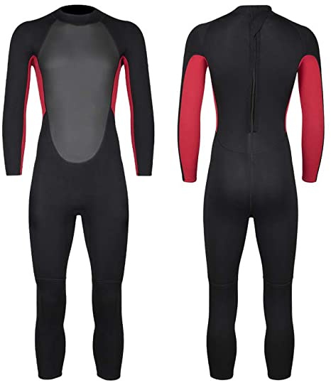 Kids Wetsuit 3mm Neoprene Thermal Full Body Swimsuit Long Sleeves Snorkeling Swimming Diving One Piece Back Zip Sun Protection Shorty Wetsuit for Toddler Boys Girls Youth