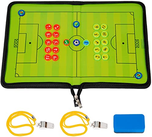 BizoeRade Football Coaching Board, Foldable Coaches Tactical Board Zipper-closure, Portable Tactic Board