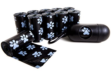 Premium Strength Black Pet Waste Bags - Dispenser Included - Non Scented - Satisfaction Gauranteed