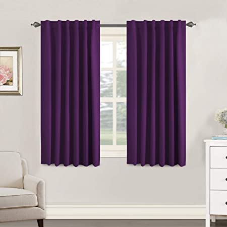 H.VERSAILTEX Blackout Curtains Thermal Insulated Window Treatment Panels Room Darkening Blackout Drapes for Living Room Back Tab/Rod Pocket Bedroom Draperies, 52 x 54 Inch, Plum Purple, 2 Panels