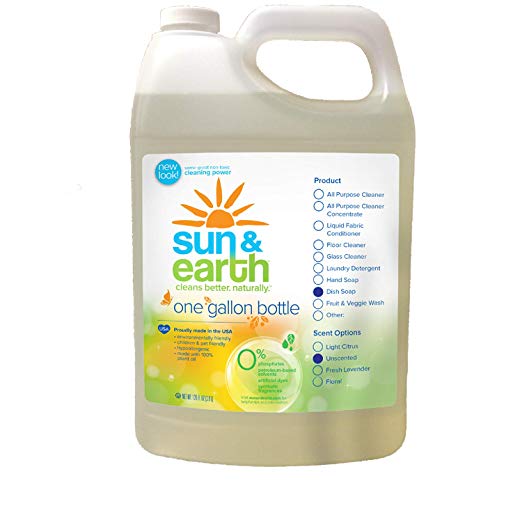 Sun and Earth Natural Concentrated Dishwashing Liquid, Unscented (128oz) (PACK OF 1)
