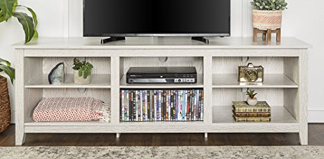 WE Furniture 70" Wood Media TV Stand Console - White Wash