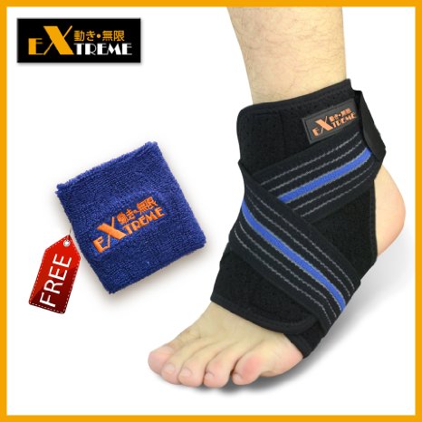 Ankle Brace Support by Motion Infiniti - Adjustable & Breathable with Strap - Premium Quality, Ankle Sprains Prevention, Injury Recovery & Performance Enhancement -FREE $5 Value Gift - 100% Money Back Guarantee!