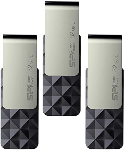 Silicon Power 32GB-Blaze B30 USB 3.0/3.1 Gen1 USB Flash Drive, 3 Pack