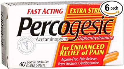 Percogesic Caplets Extra Strength 40 Caplets (Pack of 6)