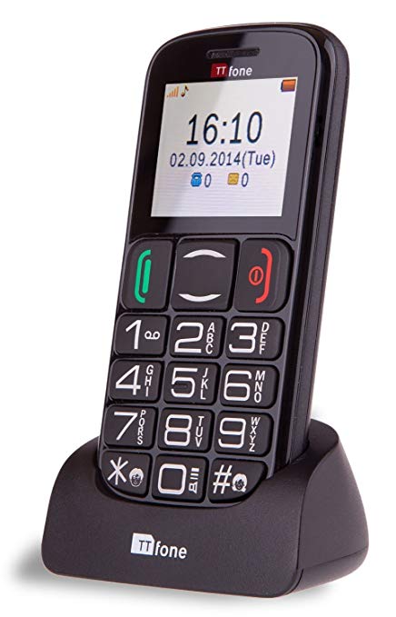 TTfone Mercury 2 Big Button Basic Senior Unlocked Sim Free Mobile Phone with Dock - Black