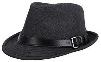 AbbyLexi Men/Women's Summer Straw Panama Triby Sun Fedora Hat w/Leather Belt