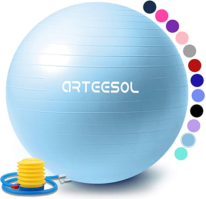 arteesol Exercise Ball, Anti-Burst Yoga Ball with Quick Pump Birthing Ball 45cm/55cm/65cm/75cm/85cm Thick Balance Ball Chair for Birthing Fitness Workout Stability Pilates, Gym & Home