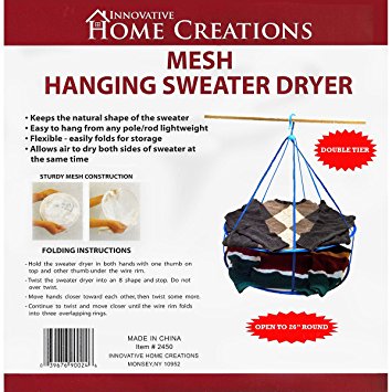 Innovative Home Creations Mesh Hanging Sweater Dryer, 26-Inch Diameter, White