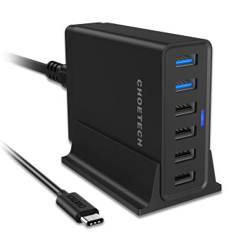 [Qualcomm Quick Charge 3.0] CHOETECH 50W Multi USB Charging Station (2 Quick Charge 3.0 Port  4 Auto Detect Port) with Holder Cradle for Galaxy Note 7,Samsung Galaxy S7 Edge, LG G5, HTC 10, OnePlus 3,iPhone 6 Plus and More