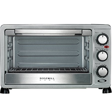 Rosewill 6 Slice Convection Toaster Oven Countertop, Stainless Steel, Large Capacity for 12 Inch Pizza with Bakeware Pan Broiler Rack RHTO-17001