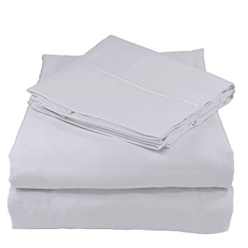 Whisper Organics 300 Thread Count Soft Cotton Twin Bed Sheet Set (GOTS Certified), Silver