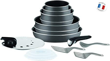 Tefal Ingenio l2048802 Minute Set 15 Pieces All Heat Sources Except Induction, Grey Anthracite