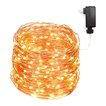132 Feet 400 LEDs Copper Wire String Lights, Christmas Lights Indoor decoration for Party Wedding Bedroom Christmas Tree, Outdoor Fully Waterproof including Cable and Adapter, Warm White