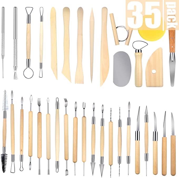 35-Pack Clay Tools Sculpting Pottery Tools Polymer Modeling Clay Sculpture Set for Pottery Modeling,Carving,Ceramics