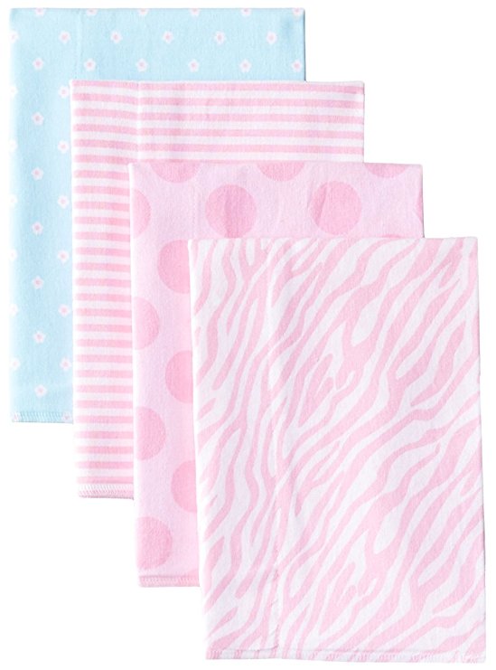 Gerber Baby Girls' 4 Pack Flannel Burp Cloths