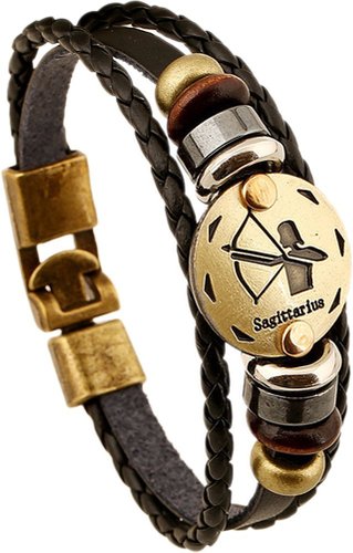 Doitory Men Fashion Alloy Leather Constellation Braided Rope Bracelet