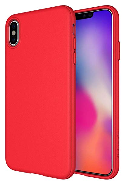 iPhone Xs Max Case, Diztronic Full Matte Soft Touch Slim-Fit Flexible TPU Case for Apple iPhone Xs Max (Matte Red)