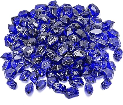 Skyflame 10-Pound Polygon Fire Glass for Fire Pit Fireplace Landscaping, 1/2-Inch Cobalt Blue