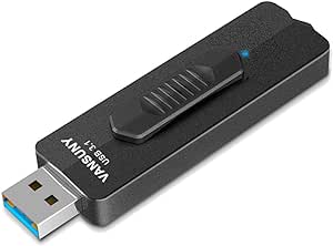 USB Flash Drive 128GB, USB 3.1 Gen 2 Flash Drive 400MB/s, VANSUNY Super Speed Solid State USB Drive Thumb Drive Slide Metal USB Memory Stick Zip Drive Jump Drive Pendrive (128G,Black)