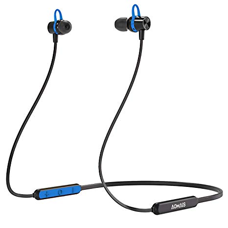 AOMAIS E2 Bluetooth Headphones, Quick Charge Wireless Neckband Earphones, Lightweight Stereo in Ear Magnetic Headset, Sweatproof Earbuds Built-in Microphone with Secure Fit for Running, Gym (Blue)