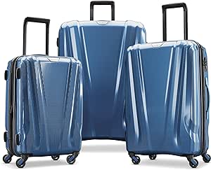 Samsonite SWERV DLX Spinner 3 Piece Carry-On, Medium, and Large Suitcase Hard-Shell Luggage Set with Side Carry and Telescopic Handle, Lagoon Blue