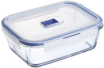 Luminarc Pure Box Active Glass Food Storage Container with Sliding Vent Lid (Rect. 3.4 Cups / 800 ML)