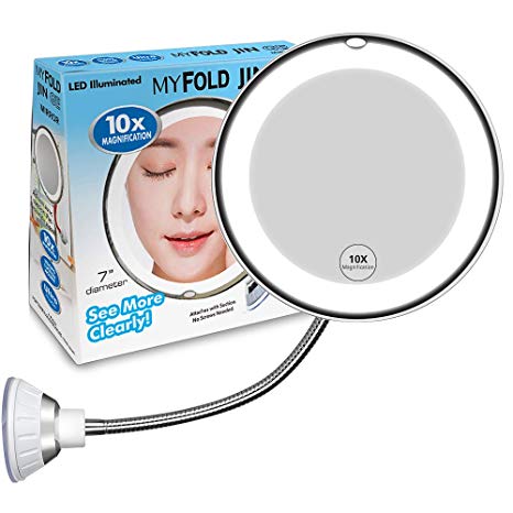 10X Magnifying Makeup Mirror, LED Mirror Adjustable Flexible Gooseneck & Locking Suction Cosmetic Mirror, Magnification Mirrors, 360° Swivel Wall Mirror, Vanity Mirror For Home Bathroom