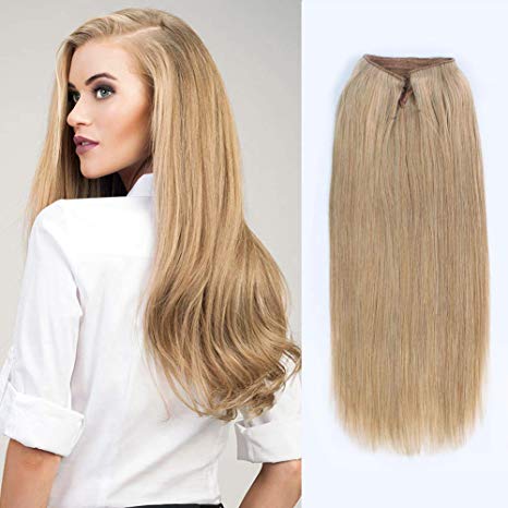 ABH AmazingBeauty Hair Halo Hair Extensions - Invisible Miracle Wire Remy Human Hair, 12 Dark Dirty Blonde, 20 Inch