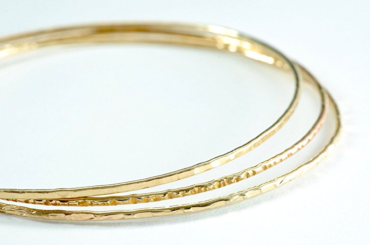 Size XL Stacking Bangles (set of 3) - 3 textures - sterling silver or 14k gold filled