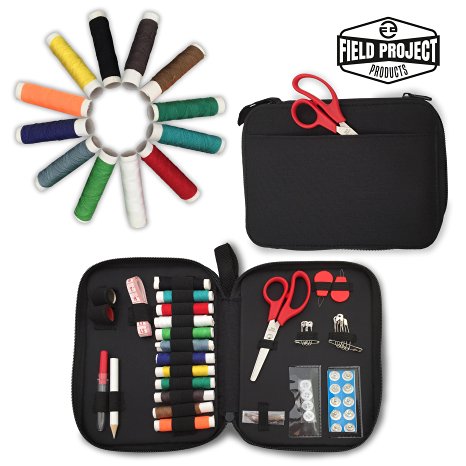 BEGINNERS SEWING KIT PocketSewing More than 50 Premium Quality Sewing Accessories Includes Spools of Thread, Scissors and Easy to Thread Needles, Measuring Tape