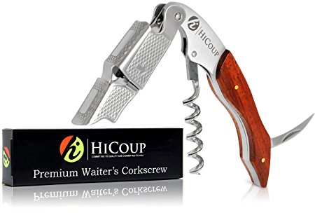 Professional Waiter’s Corkscrew by HiCoup – Red Pear Wood Handle All-in-one Corkscrew, Bottle Opener and Foil Cutter, the Favored Choice of Sommeliers, Waiters and Bartenders Around the World