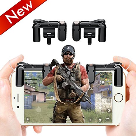 Lanyi Mobile Game Controller PUBG, Sensitive Shoot and Aim Buttons L1R1 for Knives Out/PUBG/Rules of Survival, 1 Pair Survival Game Controller for 4.5-6.5inch Android IOS Phone(Black)