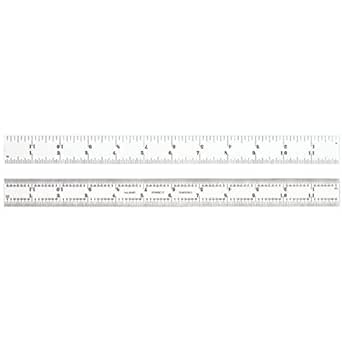 Starrett Spring Tempered Steel Rule with Regular Steel Finish, Quick Reading, and Inch Graduations - 12" Length, 4R Graduation Type, 3/64" Thickness - 604R-12