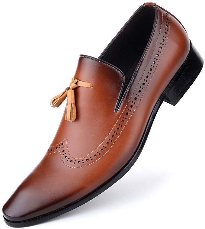 Mio Marino Mens Dress Shoes - Oxford Wingtip Lace - Leather Shoes For Men, in a Shoe Bag