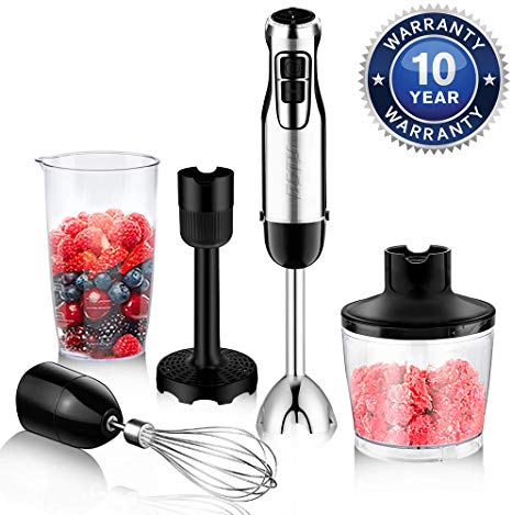 BSTY 5-in-1 Hand Blenders Set 15-Speeds Powerful Immersion Blender with 500-Watt Motor and Turbo Boost Button for Maximum Power,Hand Held Blenders