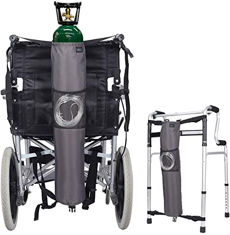 Oxygen Bag Backpack Holder Wheelchair Walker Portable Oxygen Tank Carrier"D" and"E" Cylinders Bottle for Medical, Home, Hospital (Gray)