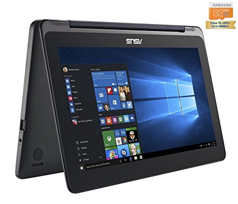 Newest ASUS Transformer Book Flip 11.6" IPS HD 2-in-1 Convertible Touchscreen Ultrabook | Intel Dual Core | 2GB | 32GB SSD | HDMI | Windows 10 | Includes 1-year Office & Samsung 32GB MicroSD Card