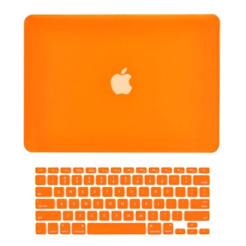 TOP CASE - 2 in 1 Bundle Deal Air 13-Inch Rubberized Hard Case Cover and Matching Color Keyboard Cover for Macbook Air 13" (A1369 and A1466) with TopCase Mouse Pad - Orange
