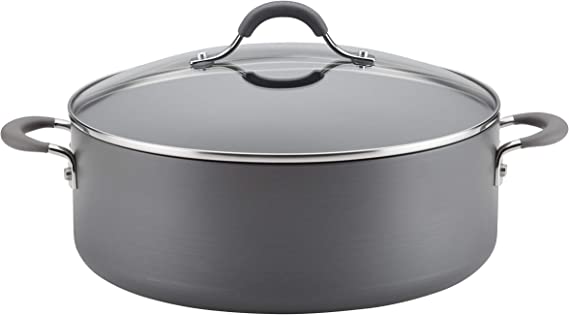 Circulon 83908 Radiance Hard Anodized Nonstick Stock Pot/Stockpot with Lid - 7.5 Quart, Gray