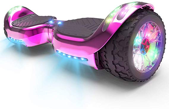HOVERSTAR HS 2.0v Hoverboard All-Terrain Two Wide Wheels Design Self Balancing Flash Wheels Electric Scooter with Wireless Bluetooth Speaker and More LED Lights (Chrome Pink)