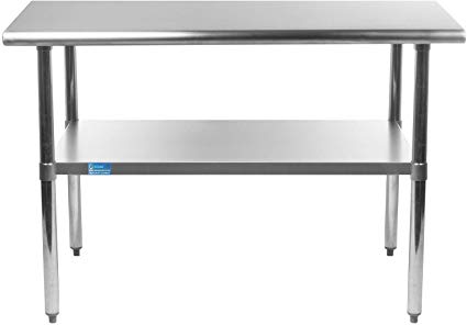 AmGood 18" X 30" Stainless Steel Work Table with Under-Shelf | NSF Kitchen Island Food Prep | Laundry Garage Utility Bench