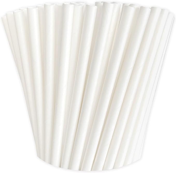 100 White Biodegradable Paper Straws co-Friendly Biodegradable Drinking Straws Bulk for Party Supplies, Bridal/Baby Shower, Birthday, Mixed Drinks, Weddings, Restaurant, Food Service, Drink Stirrer