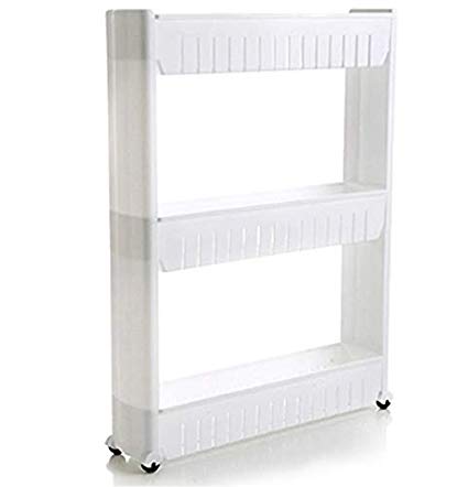 Slim Storage Cart,Mobile Shelving Unit Organizer with 3 Large Storage Baskets, Slim Slide Out Pantry Storage Rack for Narrow Spaces By Cq acrylic