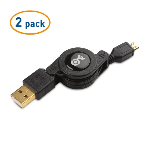Cable Matters® (2-Pack) Gold-Plated Retractable USB to Micro-USB Charge & Sync Cable - 2.5 Feet